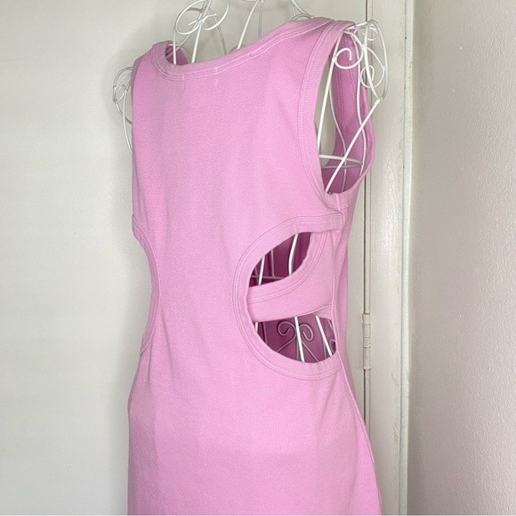 T.L.A. by Anthropologie Pink Ribbed Midi Knee Dress Cut Out - Picture 5 of 5
